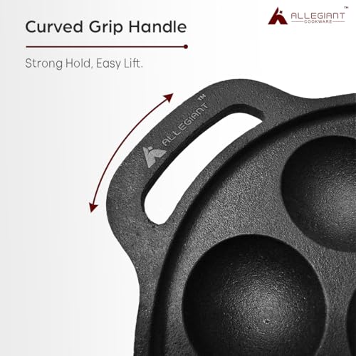 Image 7 of ALLEGIANT COOKWARE Kitchen Pre-Seasoned Cast Iron Appam Pan with 12 Cavity and Lid