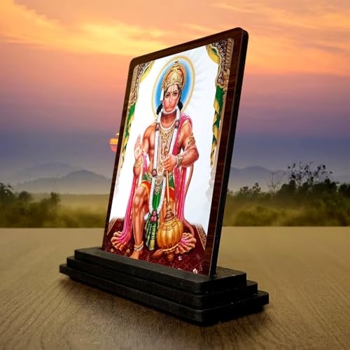 Image 3 of Hanuman Small Wooden Idol 4x5 Inch Faith Inspired HD Printed Home Decor