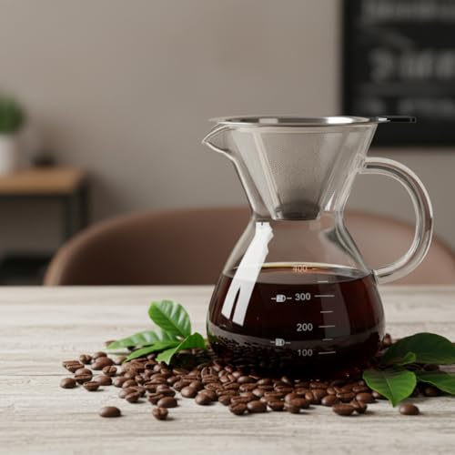 Image 7 of Supvox Manual Pour Over Coffee Dripper 400ml Reusable SUS Filter Glass Pot