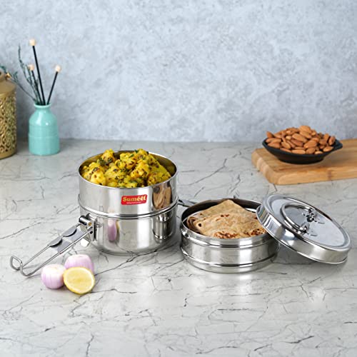 Image 7 of Sumeet Stainless Steel 3 Compartment Lunch Box/Tiffin with Lid (1500ML)