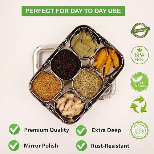Image 6 of Spillbox Stainless Steel Spice Box Set for Kitchen 6cup with 1 spoon