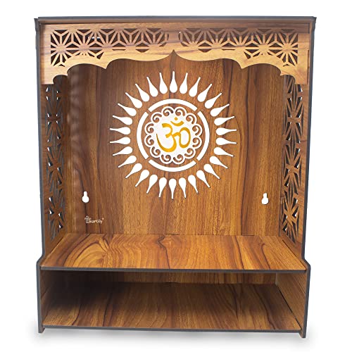 Image 7 of Heartily Shree Beautiful Wooden Pooja Stand for Home Mandir (H- 18, L- 16, W-8.75 Inch)