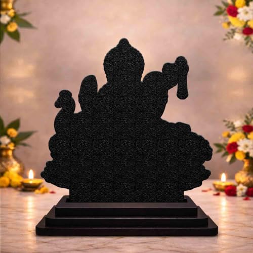 Image 2 of Maa Saraswati Wooden MDF Printed Idol with Stand, 4 x 5 Inch, Pooja Room Decor, Home Temple Mandir Decoration, Religious Gift