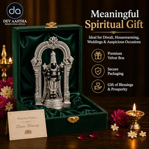 Image 5 of Dev Aastha Silver Plated Tirupati Balaji Idol 4.7 Inch