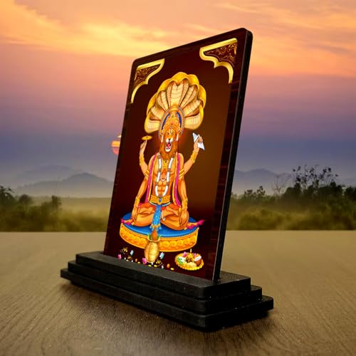 Image 3 of Temple Gift Nag Devta Wooden Table Idol 4x5 Inch HD Printed Decorative Piece