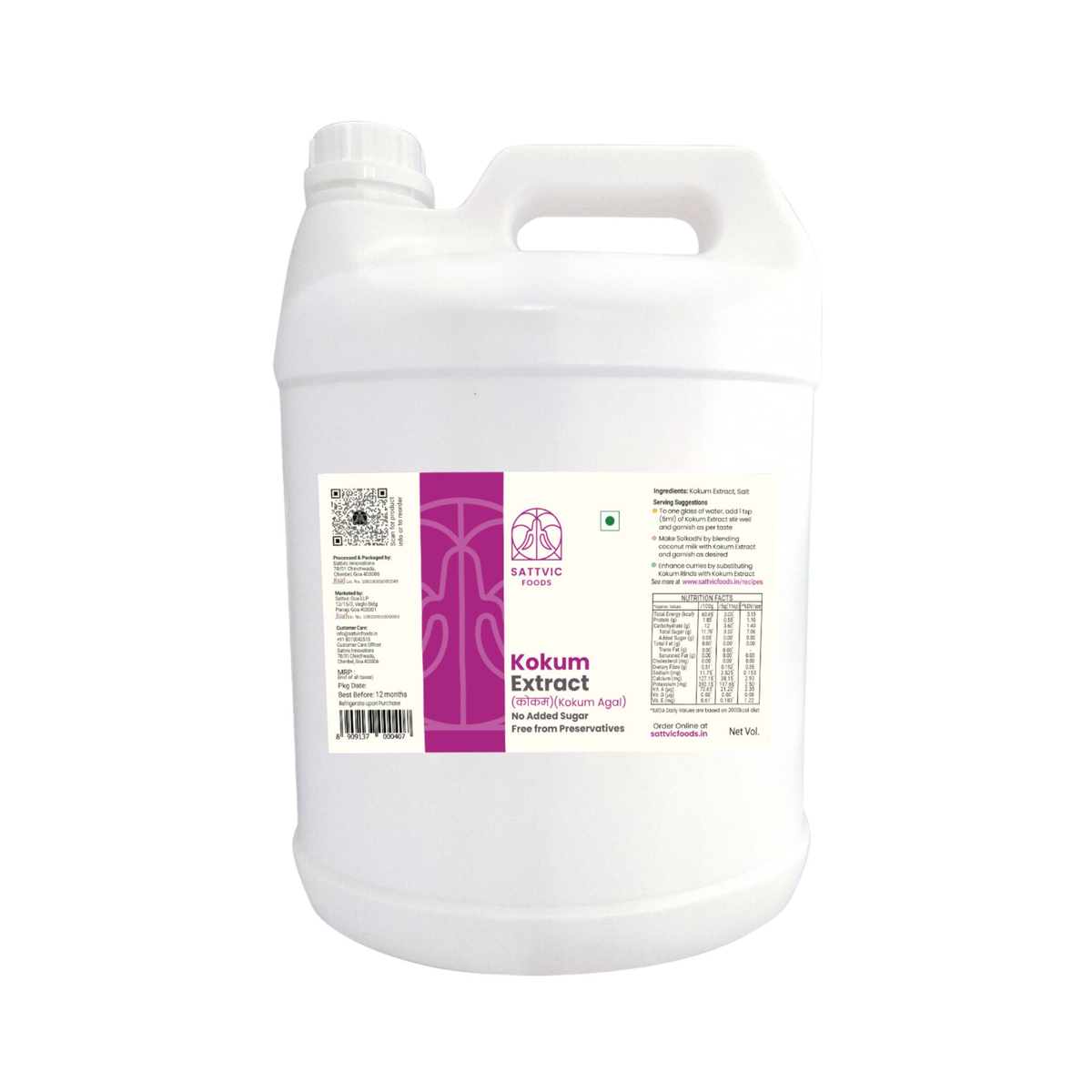 Image 9 of 5 L Can for the product Sattvic Foods Kokum Extract | 100% Preservative-Free | No Added Sugar