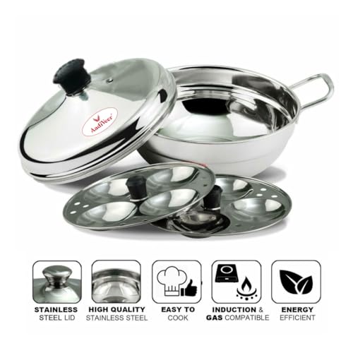 Image 6 of Premium Stainless Steel Idli Maker 2 Plates, Makes 8 Soft Idlies | Induction & Gas Stove Compatible Idli Steamer | Durable, Easy-Clean Idly Cooker for Healthy South Indian Breakfast