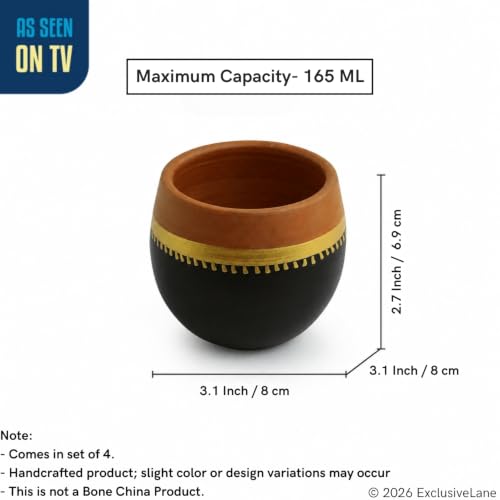 Image 7 of ExclusiveLane Hand-Painted 'Terra-Sips' Kullads in Earthen Terracotta (Set of 4) - 165 Ml