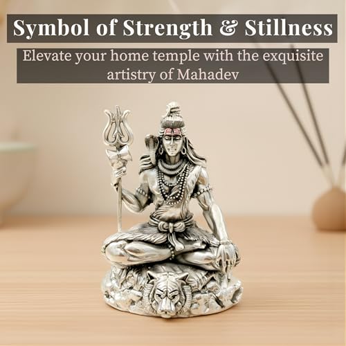 Image 7 of Dev Aastha Premium Silver-Plated Lord Shiva Idol 3.75 Inch