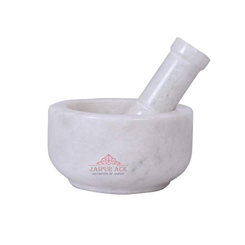 Image 4 of JAIPUR ACE Natural Marble Mortar and Pestle 4x3 Inch