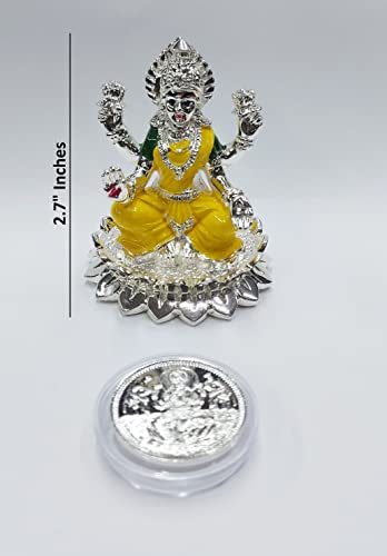 Image 3 of Gold Art India Kamal Laxmi Gold Plated Idol for Mandir 2.9" Inch