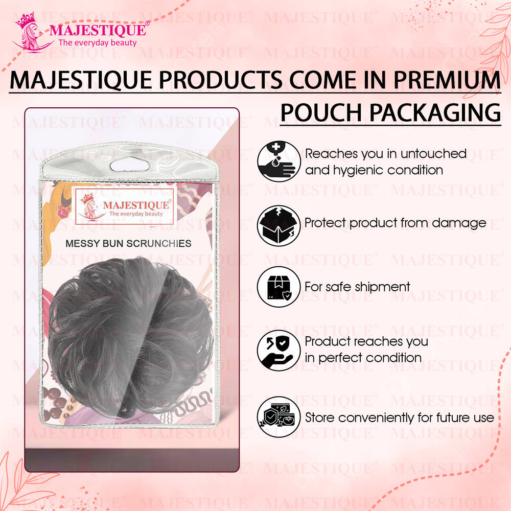 Image 7 of Majestique Messy Bun Artificial Hair Scrunchies, Hair Extensions With Elastic Rubber Band