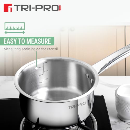 Image 7 of BERGNER Tripro Triply Stainless Steel 4 Pc Cookware Set, 24 cm Indian Wok/Kadai with Lid, 22 cm Frypan, 16 cm Tea Pan