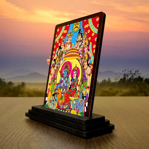 Image 3 of 4x5 Inch Folk Art Ganesha Wooden Idol with HD Print | Divine Grace Desk & Temple Decor