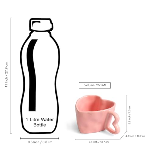 Image 7 of ExclusiveLane Heart Pink Ceramic Coffee Mugs Set of 4 250 ml