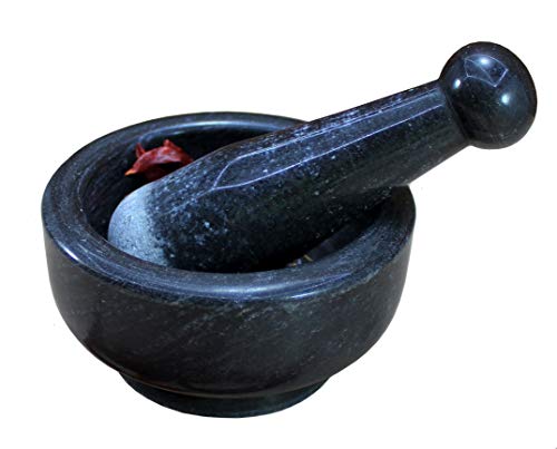 Image 7 of KLEO 5" Wide Black Natural Stone Mortar and Pestle Set