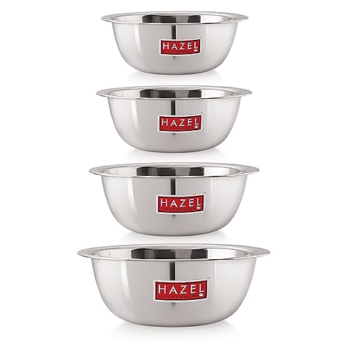 Image 30 of 4 / Set of 4, 2730 ML, 3300 ML, 4100 ML, 4800 ML for the product HAZEL Stainless Steel Mixing Bowl