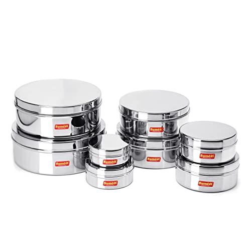 Image 7 of Sumeet Stainless Steel Flat Canisters Storage Containers Set of 8Pcs