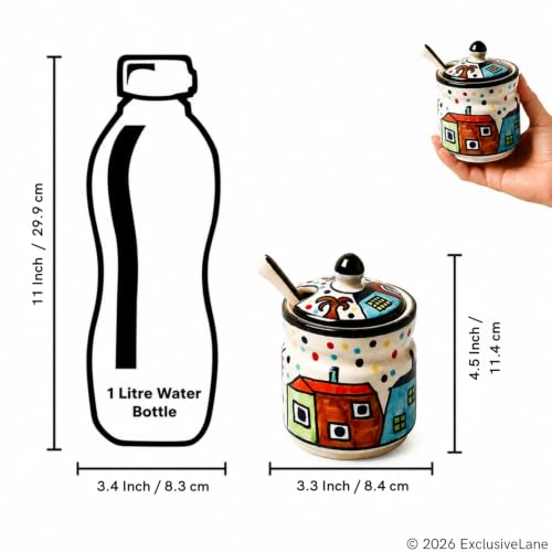 Image 7 of ExclusiveLane The Hut Ceramic Pickle Jars with Spoons & Iron Holder Set of 2 280 ml