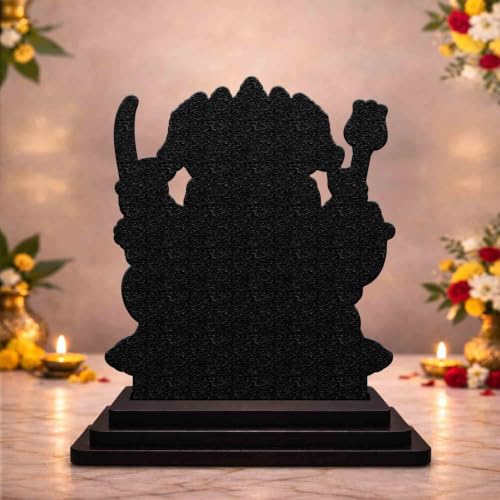 Image 2 of Panchmukhi Hanuman Sitting Wooden MDF Printed Idol with Stand, 4 x 5 Inch, Pooja Room Decor, Home Temple Mandir Decoration, Religious Gift