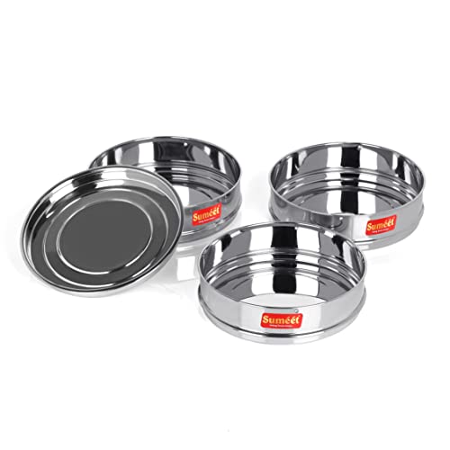 Image 7 of Sumeet Stainless Steel Flat Stackable Container/Separator with Lid Suitable for 5 Ltr & 5.5 Ltr Inner & Outer Lid Cooker, Silver