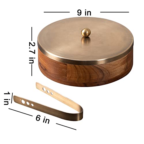 Image 7 of nestroots masala box & Chapati box for kitchen spice box (9 inch Dia, Gold)