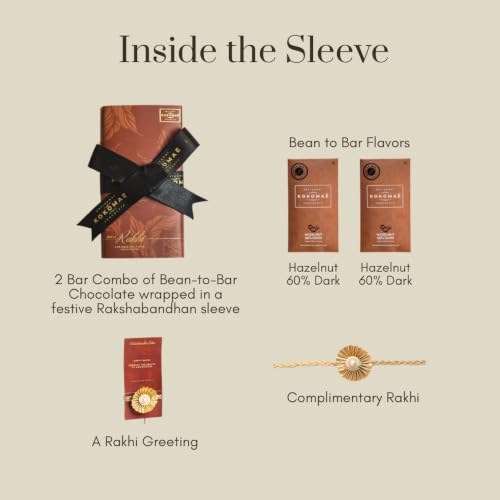 Image 4 of KOKOMAE Rakhi Gift Hamper | Hazelnut 60% Dark Chocolate Pack of 2