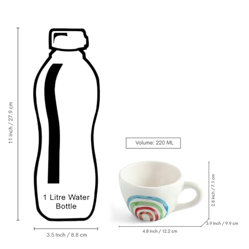 Image 7 of ExclusiveLane Rainbow Bright Hand-Painted Ceramic Coffee Mug Set of 4 220 ML