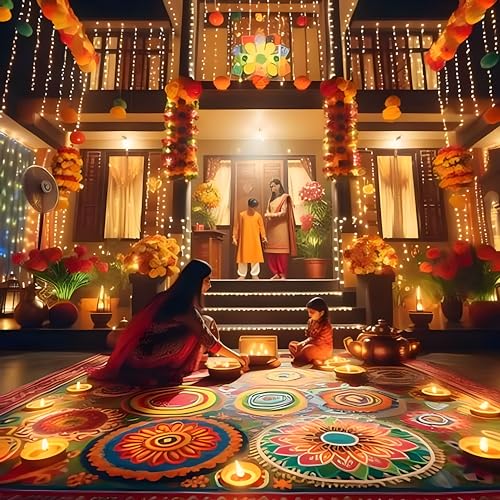 Image 7 of Divyakosh Wooden MDF Lotus Handmade Door Bandarwal Toran (Both Side Lotus) -Diwali Ganesh Pooja New Year Inauguration Wedding Festival Home Decor, 37Inches