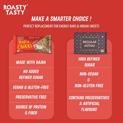 Image 7 of Roasty Tasty Bajra Chikki | Millet Chikki Bars | Peanut Chikki with Jaggery | Pack of 2 | 20 Pcs | 15g each