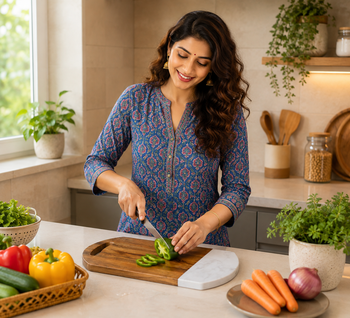 Image 2 of Sattvya Gifting White Marble Design Chopping Board