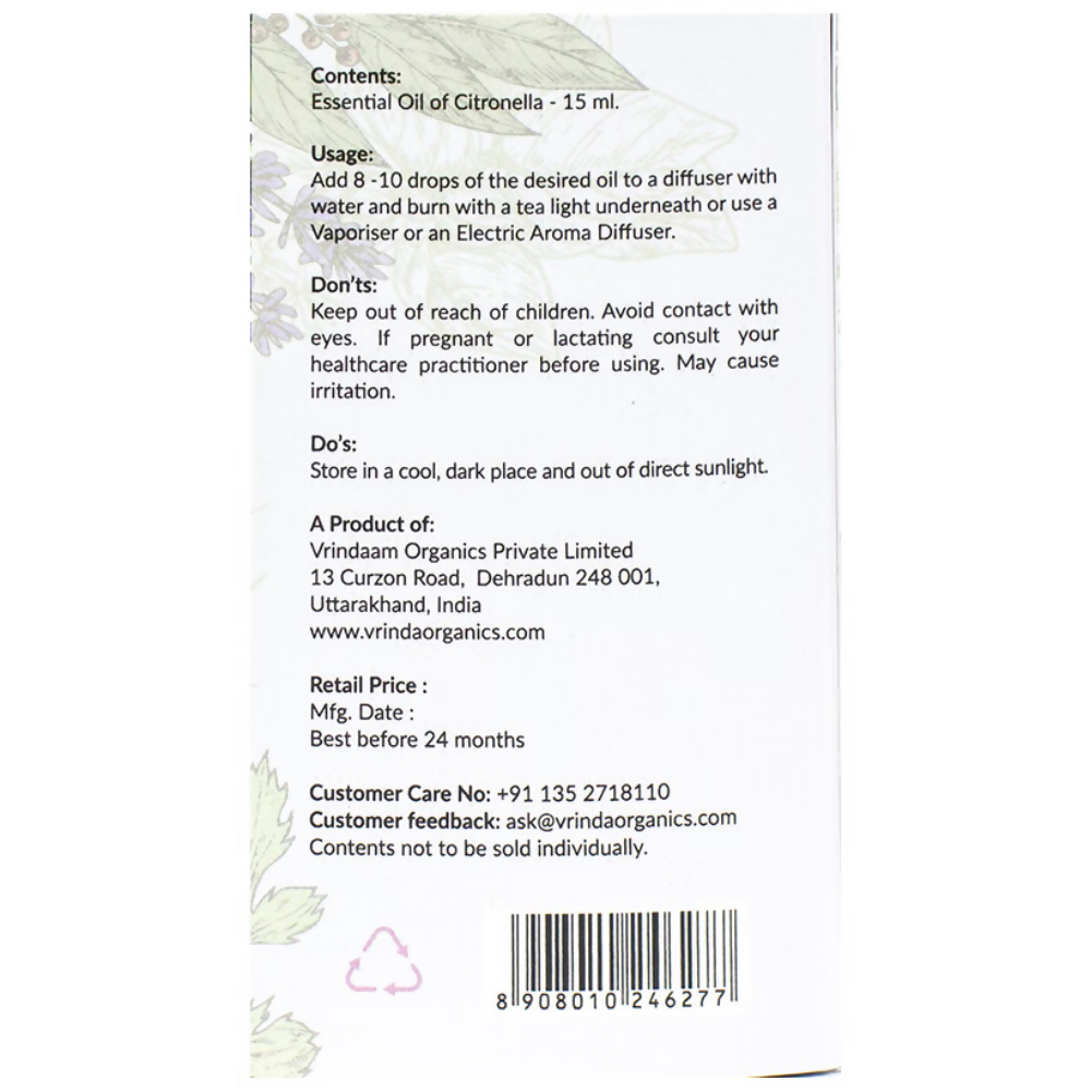 Image 3 of Vrinda Citronella Aromatic & Therapeutic Essential Oil