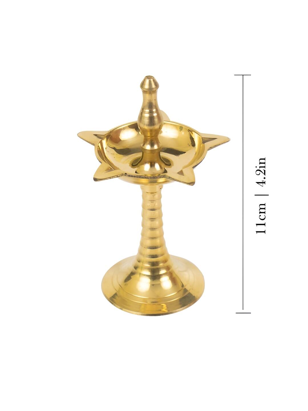 Image 2 of Spillbox Gold Toned Brass Textured Small Kuthu Vilakku Diya