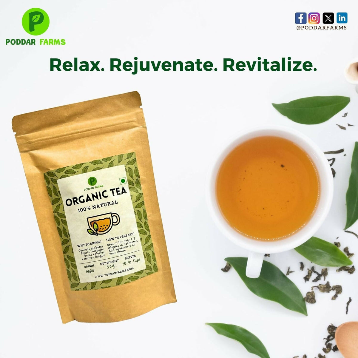 Image 2 of Poddar Farms Organic Tea Loose Tea Enriched