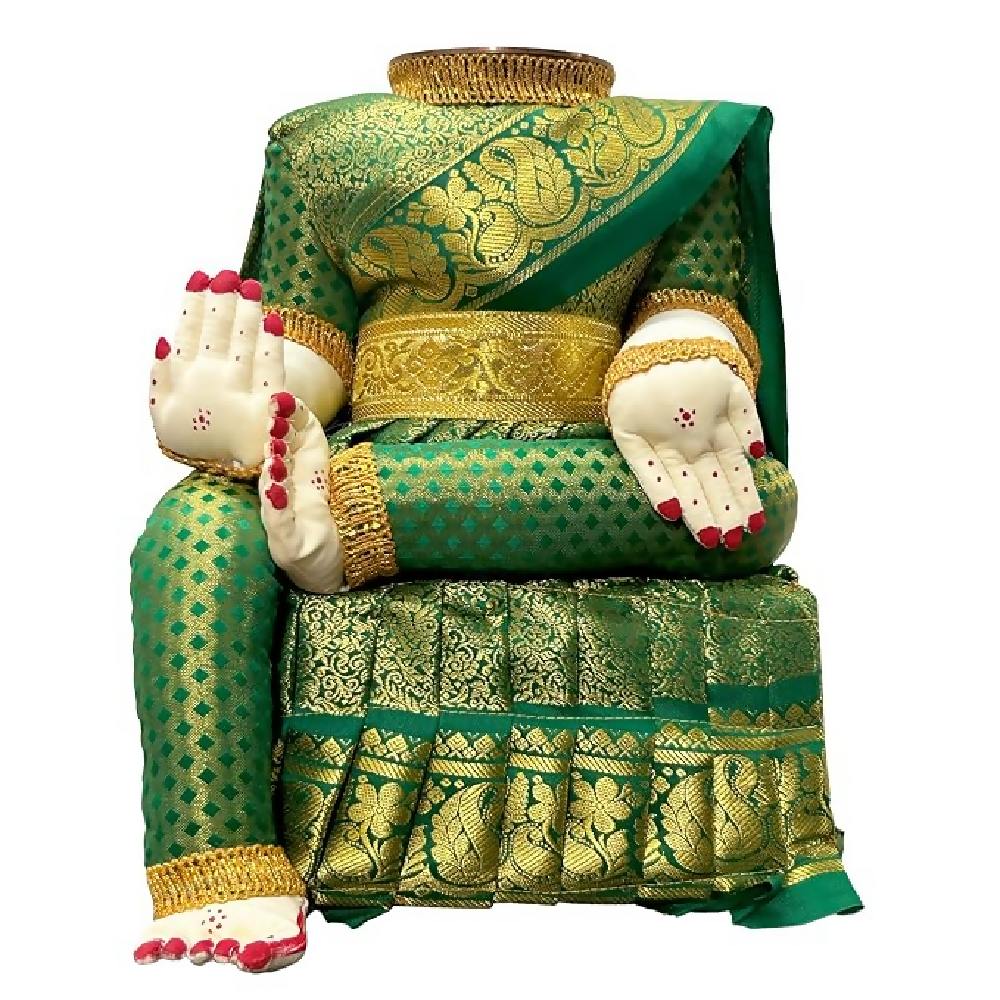 Image 1 of 12 Inch for the product Green Saree Varalakshmi Ammavari Idol Body