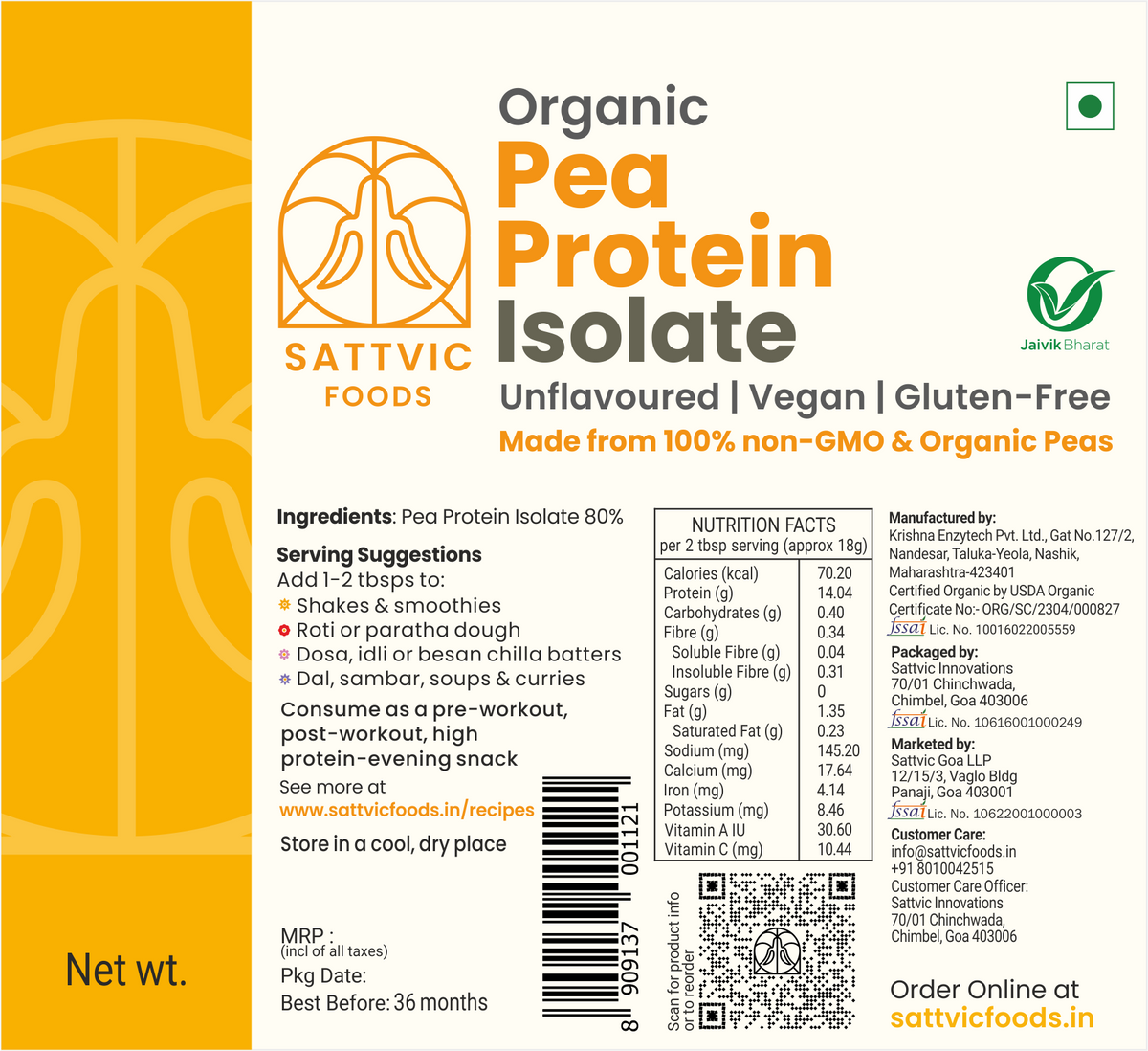 Image 13 of Sattvic Foods Pea Protein Isolate | Organic, Vegan & Lactose-Free