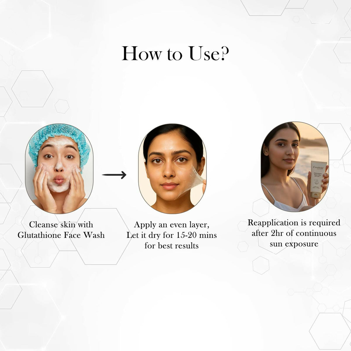 Image 10 of CareVeda Glutathione Skin Care Set of 3 | Face Wash & Peel off Mask, Sunscreen for Bright, Even-Toned Skin | Anti-Pigmentation & Glow Boost | For Men & Women