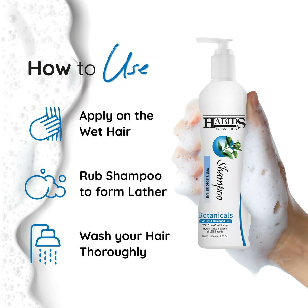 Image 6 of Habibs Professional Hair Shampoo with Jojoba Oil Botanicals For Anti Hair Fall