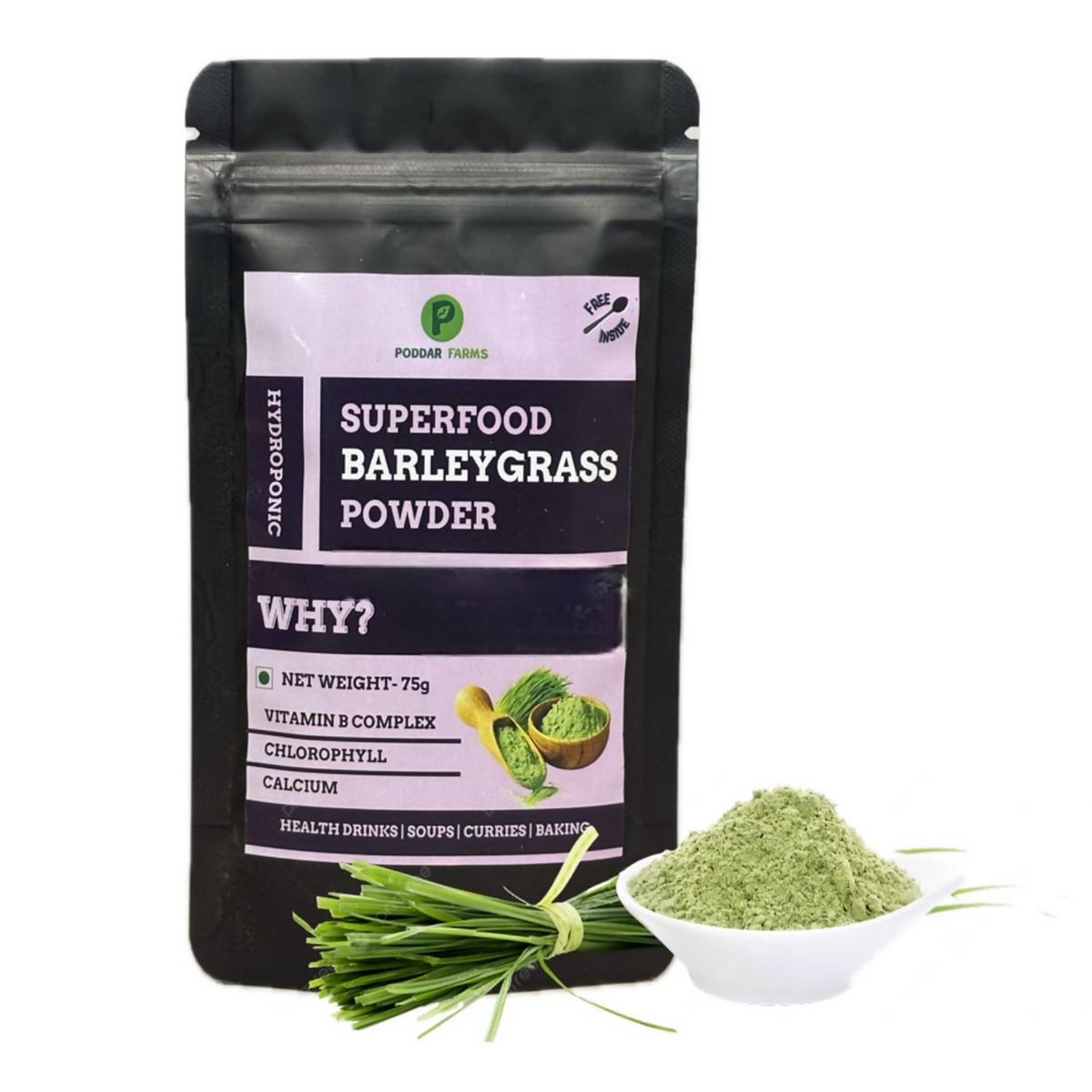 Image 1 of 75 gm for the product Poddar Farms Premium Barleygrass Powder