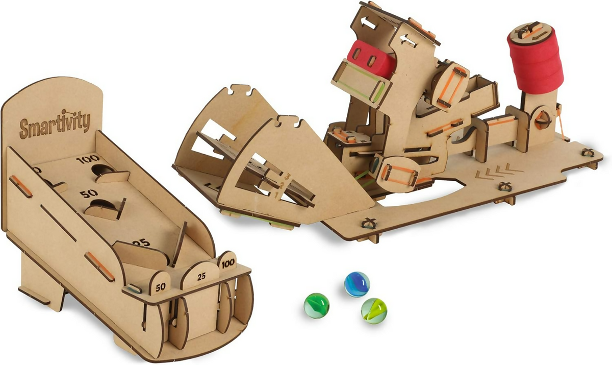 Image 5 of Smartivity Hot Shot Marble 3D Wooden Model Engineering STEM Learning Toy For Kids Ages 6 and Up includes Rubber Bands, Marbles