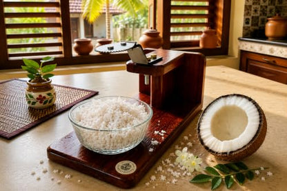Image 8 of Bharatroots Premium Wooden Coconut Scraper Chirava 1100 Gram