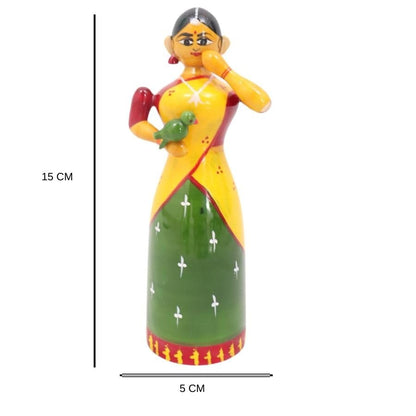 Image 6 of Handcrafted Etikoppaka Parrot Lady Showpiece Toy | 6 in