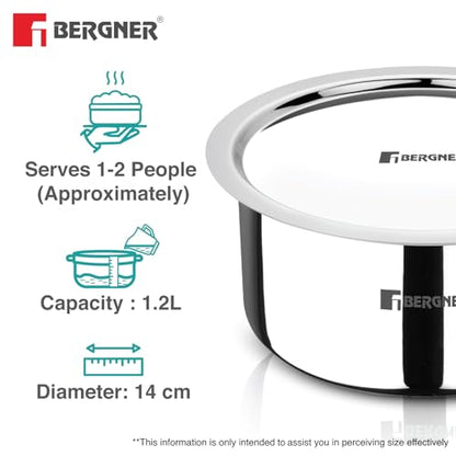 Image 5 of BERGNER Argent TriPly Stainless Steel Tope with Lid 1.2 L