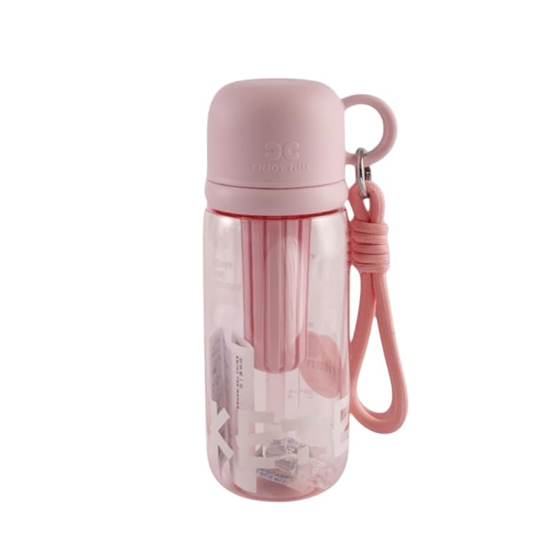 Image 2 of Pink for the product Aarvi Decor Studio Lil Glup BPA Free Water Bottle with Straw & Fruit Infuser