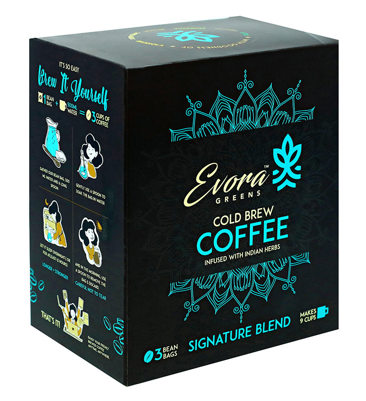 Image 1 of Default Title for the product Evora Greens Cold Brew Coffee Bean Bag (50gm Each) Signature Blend