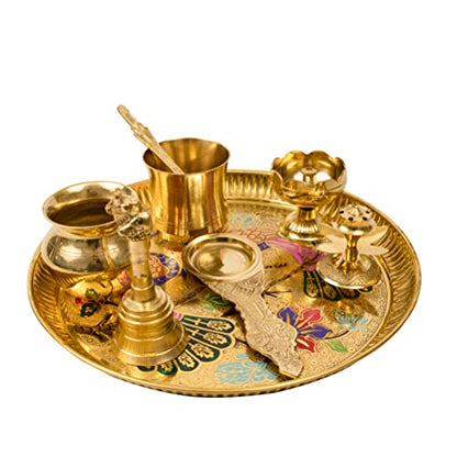 Image 4 of Spillbox Traditional Handcrafted Brass Puja - Peacock Ppset