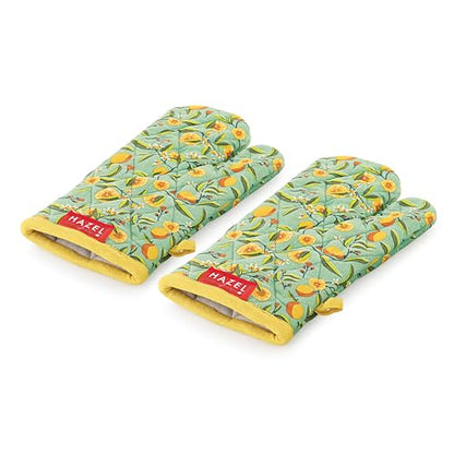 Image 5 of HAZEL Cotton Microwave Oven Gloves Heat Resistant Potholder Mitten Gloves for Baking, Set of 2