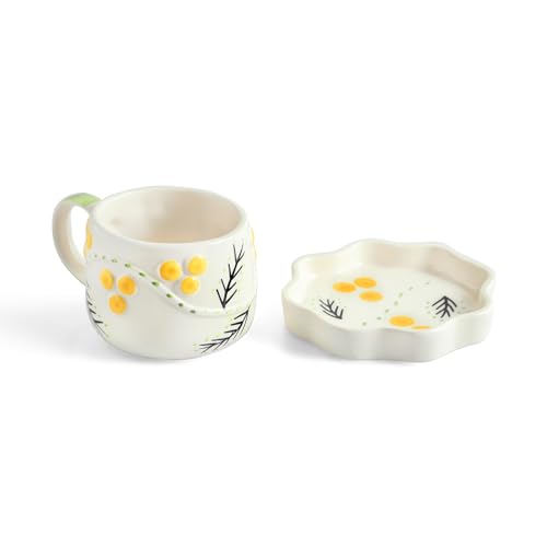 Image 3 of ExclusiveLane Spring Bloosom Ceramic Tea Cup and Saucer Set 310 ml