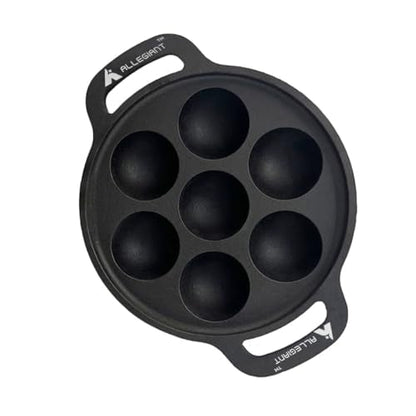 Image 1 of Default Title for the product ALLEGIANT COOKWARE Kitchen Pre-Seasoned Cast Iron Appam Pan with 7 Cavity Design