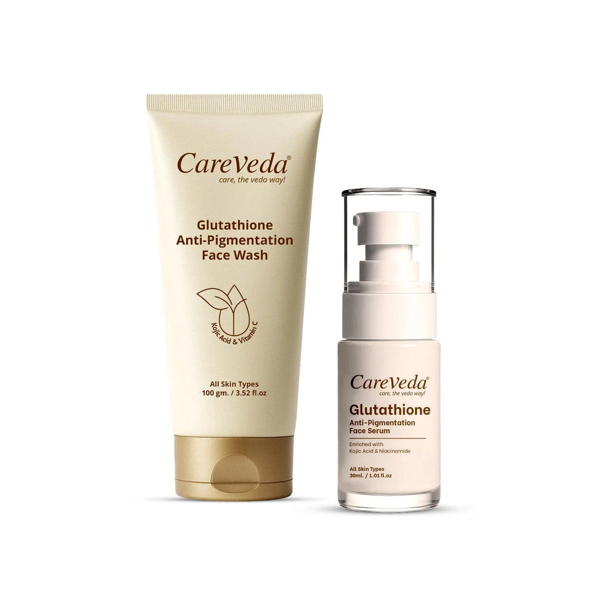 Image 1 of Pack of 1 for the product CareVeda Glutathione Skin Care Set of 2 | Face Wash & Face Serum for Bright, Even-Toned Skin | Anti-Pigmentation & Glow Boost | For Men & Women